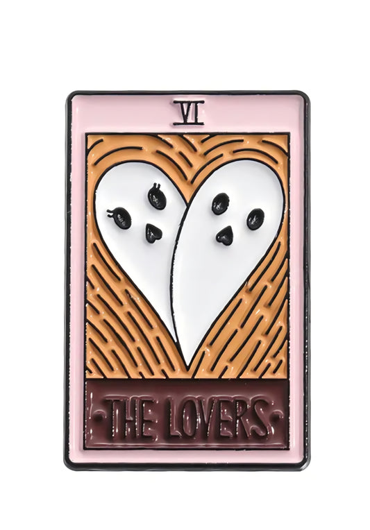 Cute Cartoon Halloween Ghost Enamel Pin Tarot Lovers