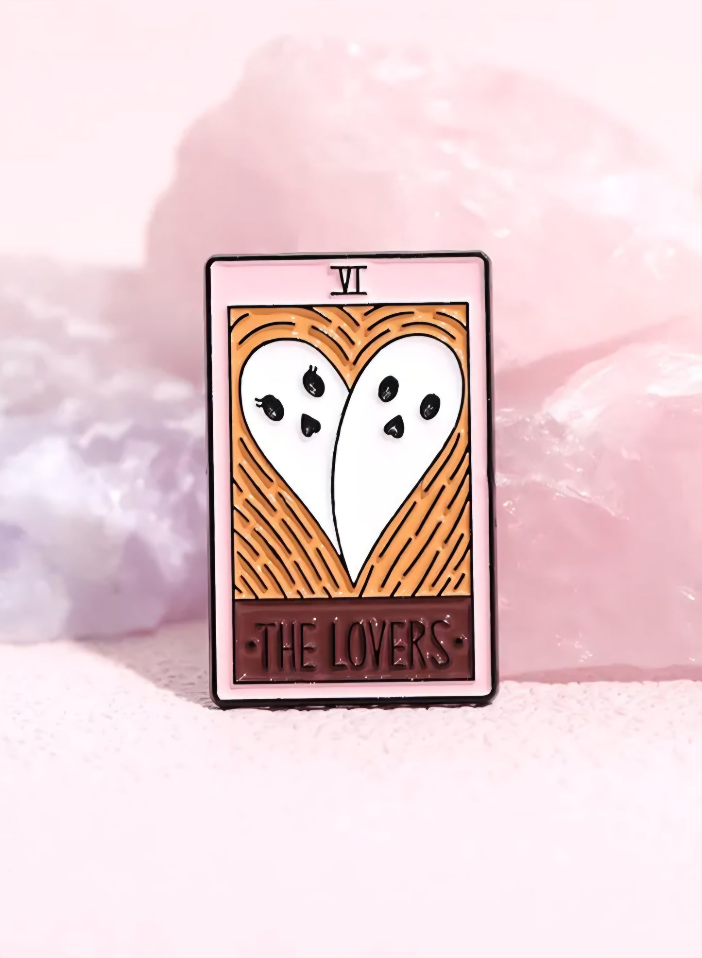 Cute Cartoon Halloween Ghost Enamel Pin Tarot Lovers