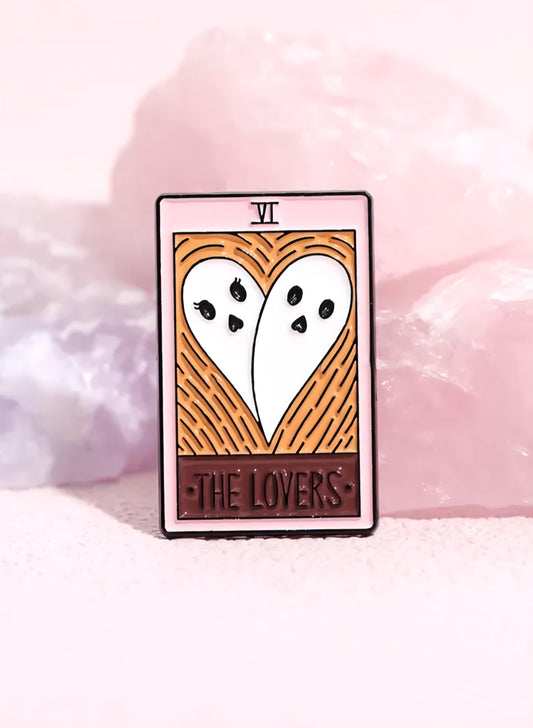Cute Cartoon Halloween Ghost Enamel Pin Tarot Lovers