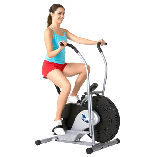 Exercise Upright Stationary Fan Bike with Updated Softer and Adjustable Seat for Home Gym Cardio BRF700 with 250 Lbs Max Weight
